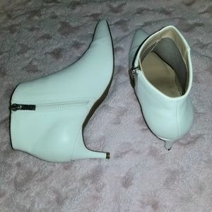 White Vegan Leather Booties Size 7